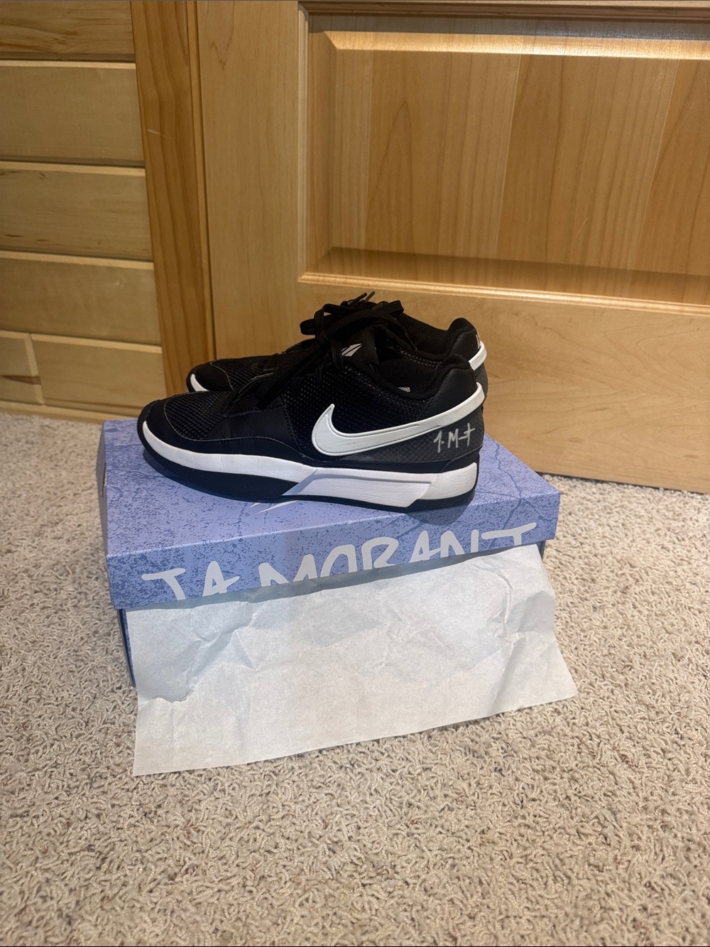 Nike Ja 1 TB black and white